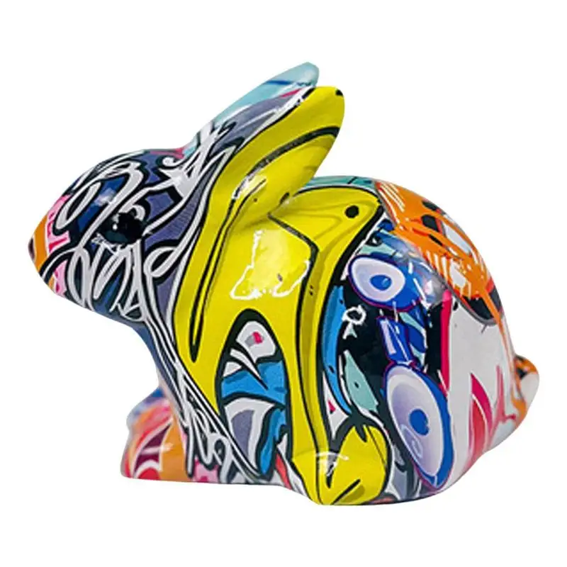 

Креативная скульптура кролика граффити из смолы очаровательные современные фигурки кроликов на Пасху настольная мантия