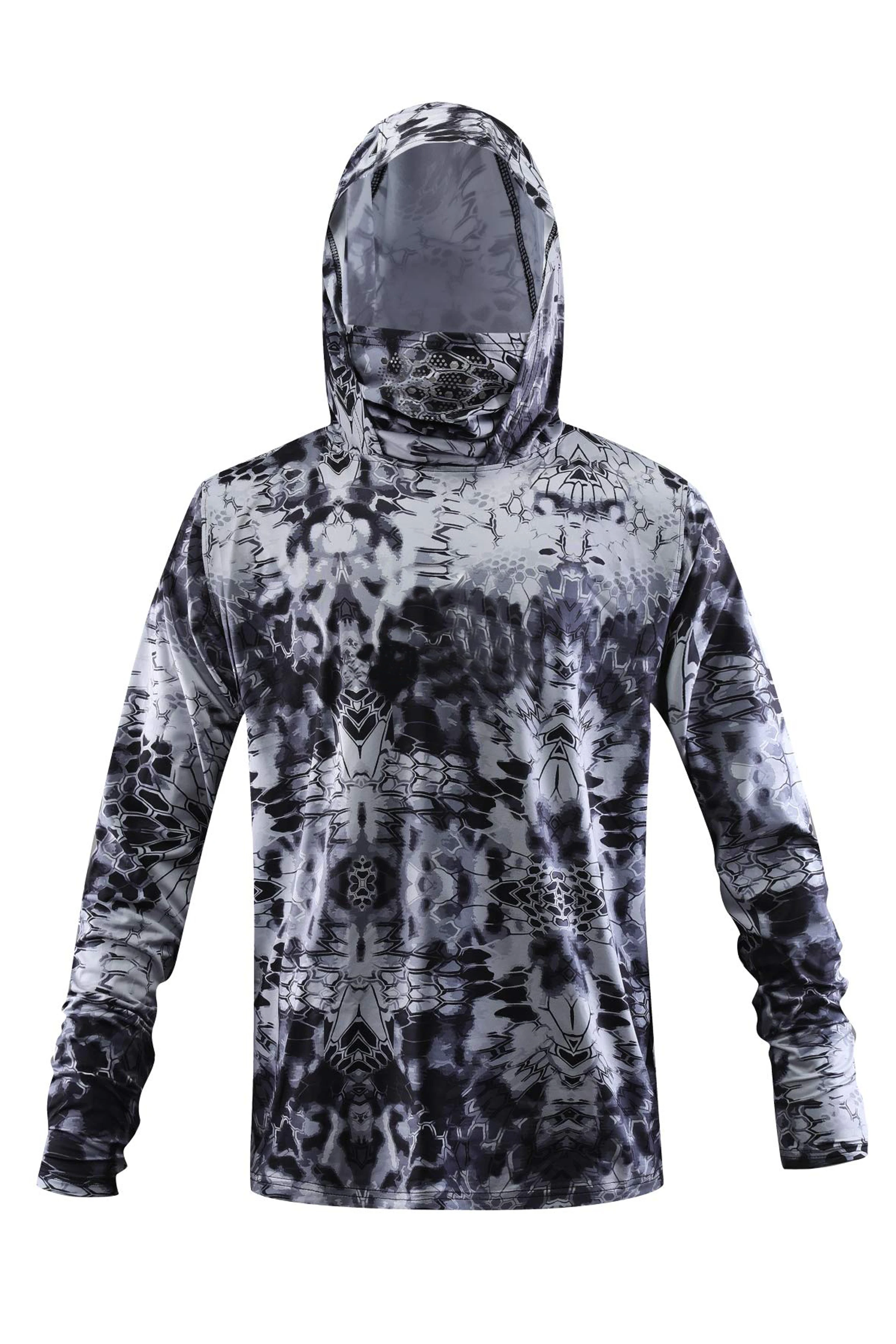 Summer Men Hooded Long Sleeve Performance Fishing Shirts Jersey Fishing UV  Hoodies Clothing Face Mask