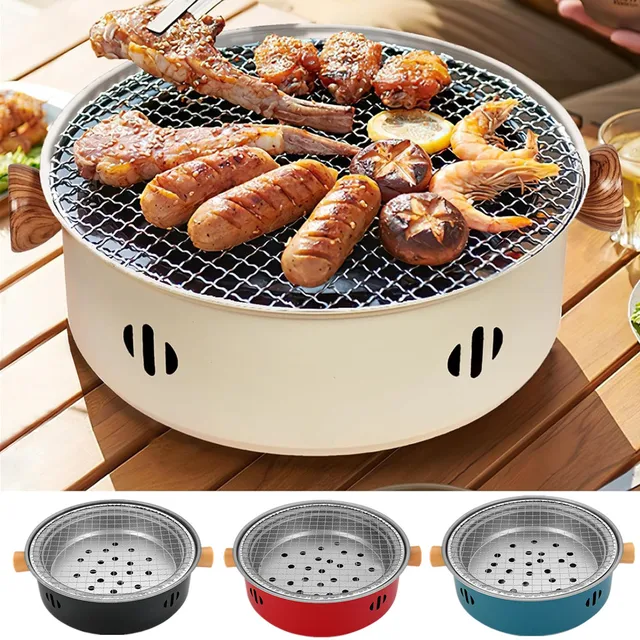 Mini Charcoal Barbecue Grill for Home Outdoor Camping Beach Picnic BBQ Grill Barbecue Stove, Multifunctional Charcoal BBQ Stove