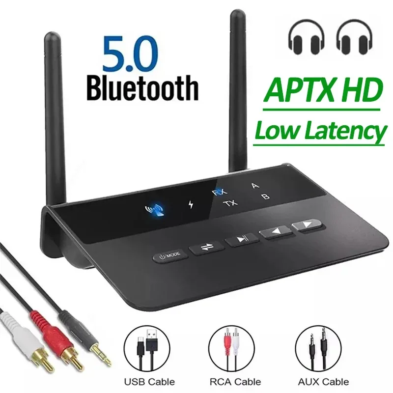 80 M Bluetooth 5.0 Verici Alıcı Aptx HD LL Düşük Gecikme Kablosuz Ses Adaptörü 3.5mm AUX RCA Jack PC TV Kulaklıklar için