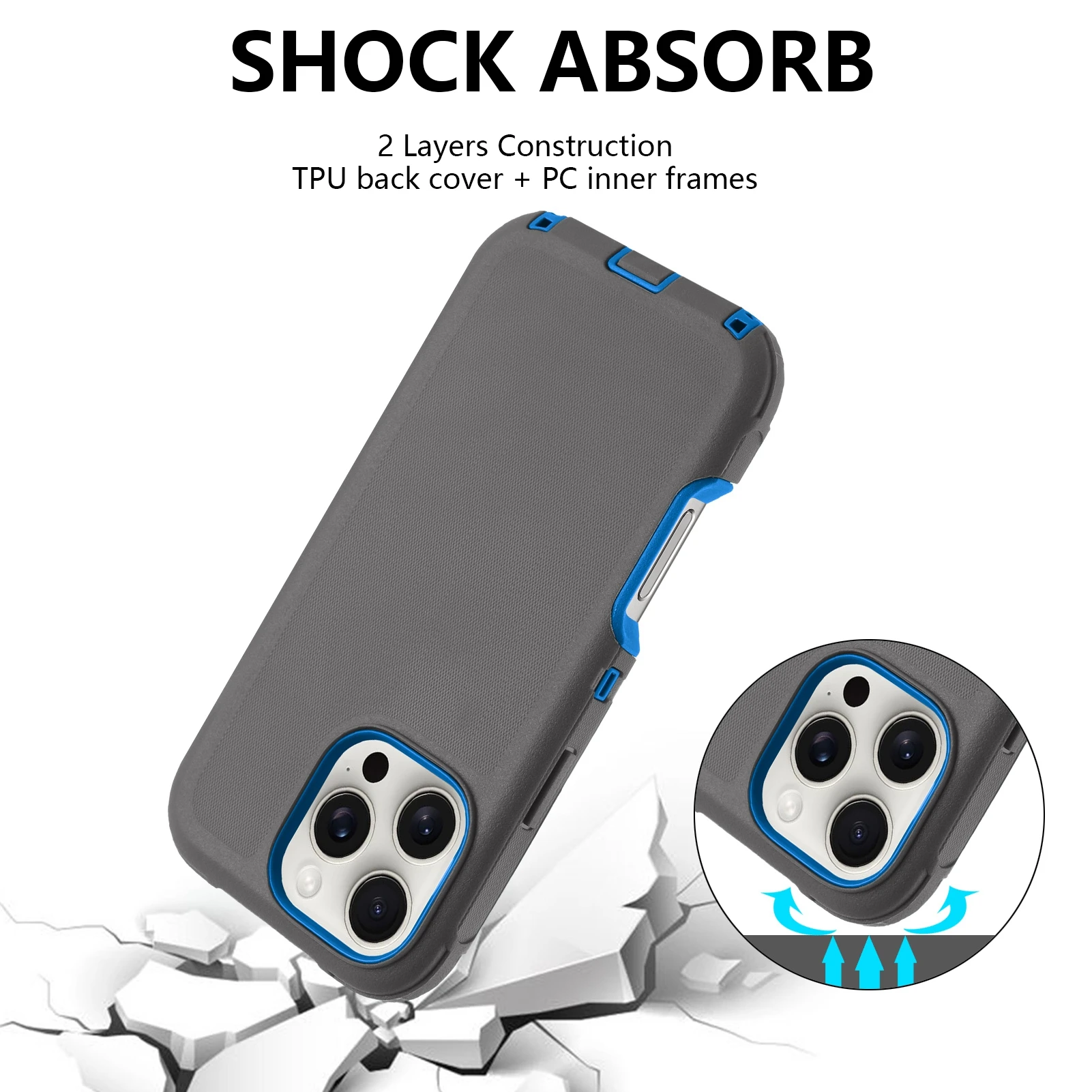 Armor Shockproof Defender Phone Case - Durable Hard PC+TPU Back Cover
