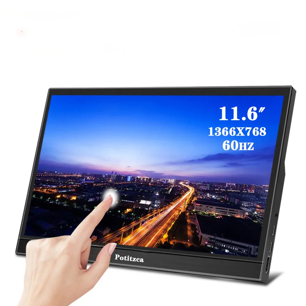 휴대용 HDMI 포트 여행 모니터, LED 디스플레이 노트북 모니터, 라즈베리 파이 노트북 PS3 PS4 Xbox용, 11.6 인치, 1366*768