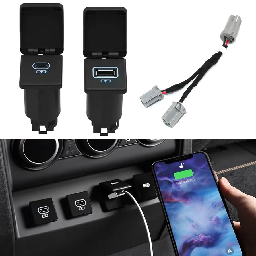 Wooeight 차량용 USB C 타입 고속 충전기 커넥터 콘솔, 랜드로버 디펜더 디스커버리 스포츠용 후면 고속 충전 어댑터..