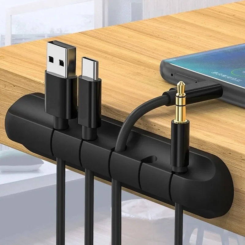Cable Clips 3/5/7 Clips Adhesive Silicone Cable Winder Desktop Wire Wrapped Cord Earphone Cable Holder