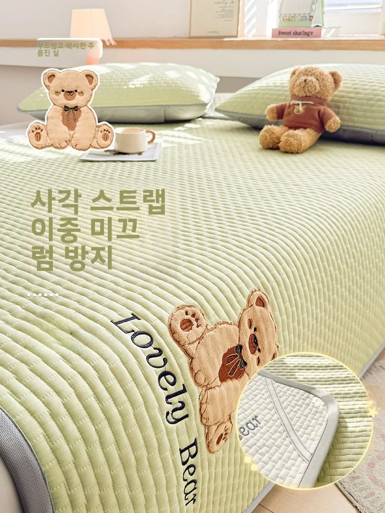 얇은 부드러운 매트리스 패드 미끄럼 방지 침구 대여용 학생 기숙사 싱글 침대 보호 하단층 이불 커버 지지대 세탁 가능