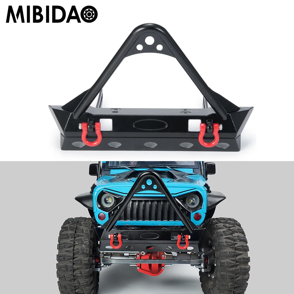 

Передний бампер MIBIDAO из металлического сплава с фотоэлементами для Axial SCX10 1/10 обновленные детали для радиоуправляемой модели гусеничного автомобиля