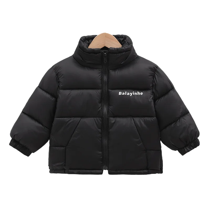 Girls Winter Warm Thickened Down Coat Boys Solid Color Letter Standing Collar Outerwear Kids Autumn New Casual Fashion Jacket down jacket baby jacket