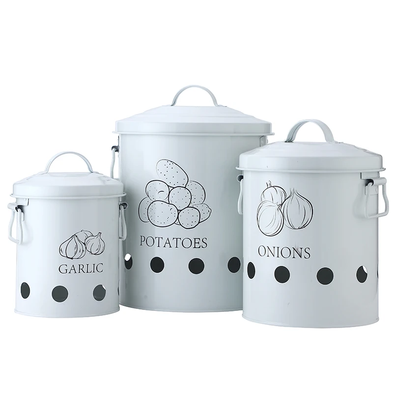 3/2 Pcs Storage Canisters Pots Jars Food Container Potatoes Onions