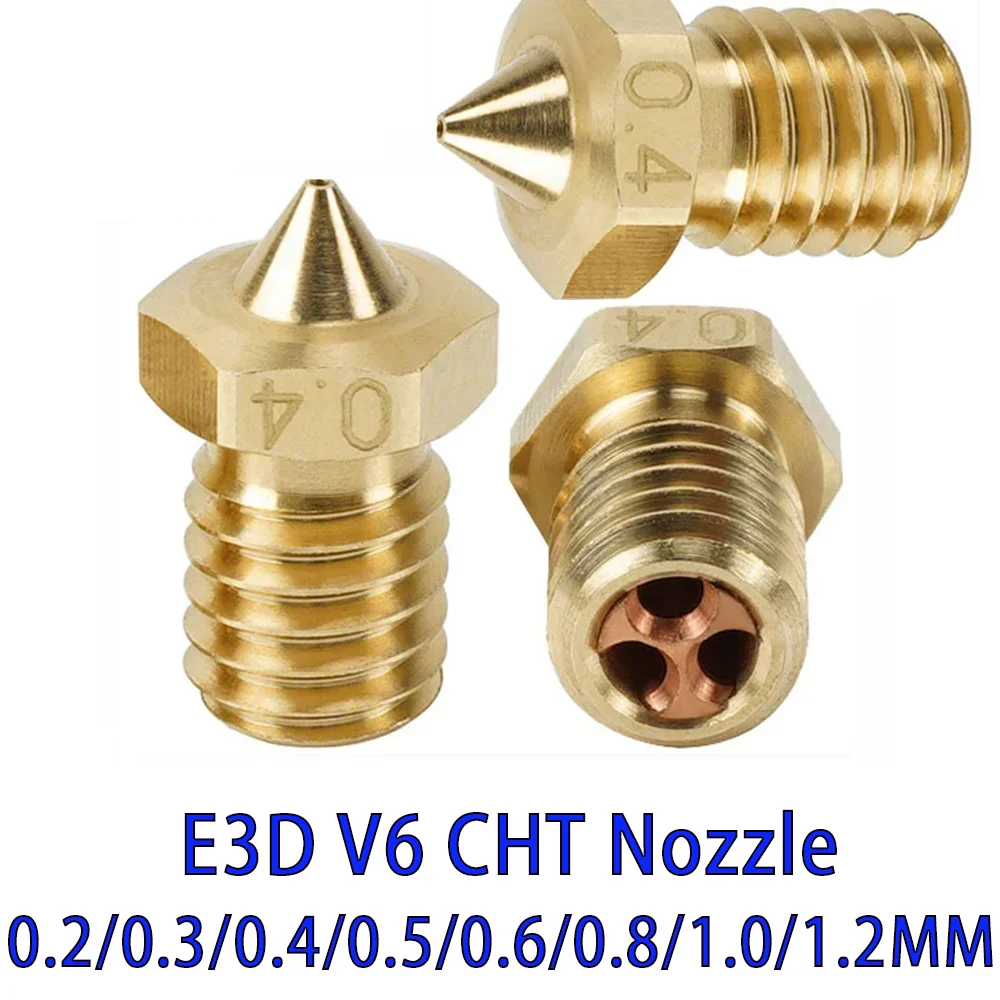 E3D V6 Clone-CHT Tip Nozzles 0.4/0.6/0.8/1.0/1.2mm 3D Printer Nozzle for 1.75mm Filament Brass Copper E3D V6 High Flow Nozzle