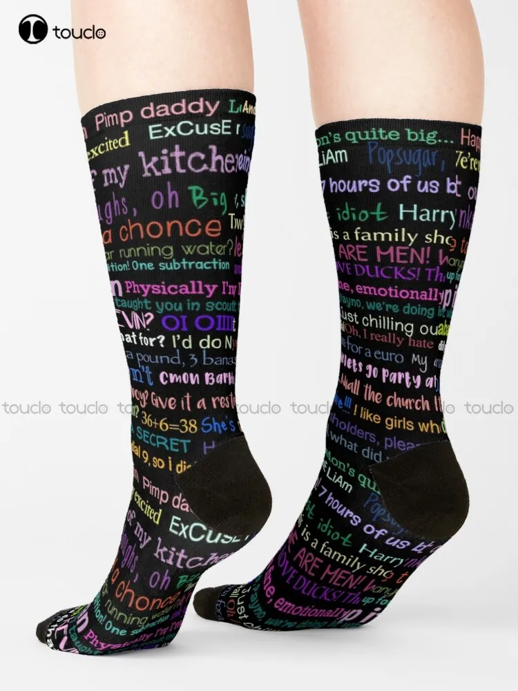

One Direction Quotes Socks Halloween Socks Men Personalized Custom 360° Digital Print Gift Harajuku Street Skateboard Socks