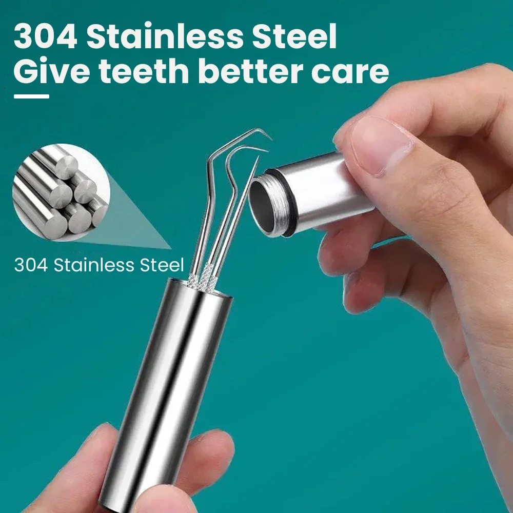 Toothpick Set 8pcs/set Stainless Steel Portable Toothpicking Tool Oral Care Floss Needle Dental Needle