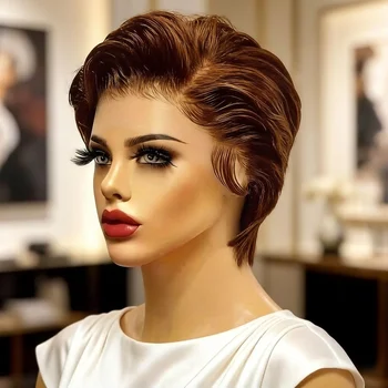 Body Wave 13x4 Lace Front Wig for Women Human Hair Short Pixie Cut Wig Pre Plucked 180% Density 1