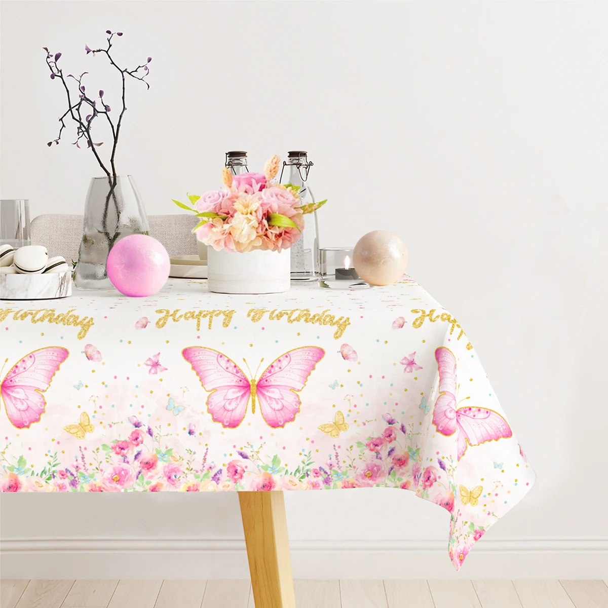 Butterfly Tablecloth 3-Pack | Disposable Plastic Table Covers | 54 X 108 Inch Waterproof Decor For Birthday Parties & Showers