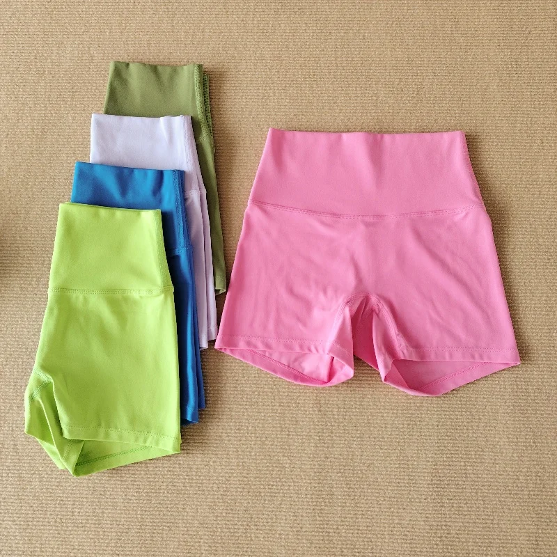 Sexy Yoga Shorts Women's Sports Shorts Gym Solid Color Fitness High Waist Hip Hot Girl 3-Point Pants Naked And Traceless