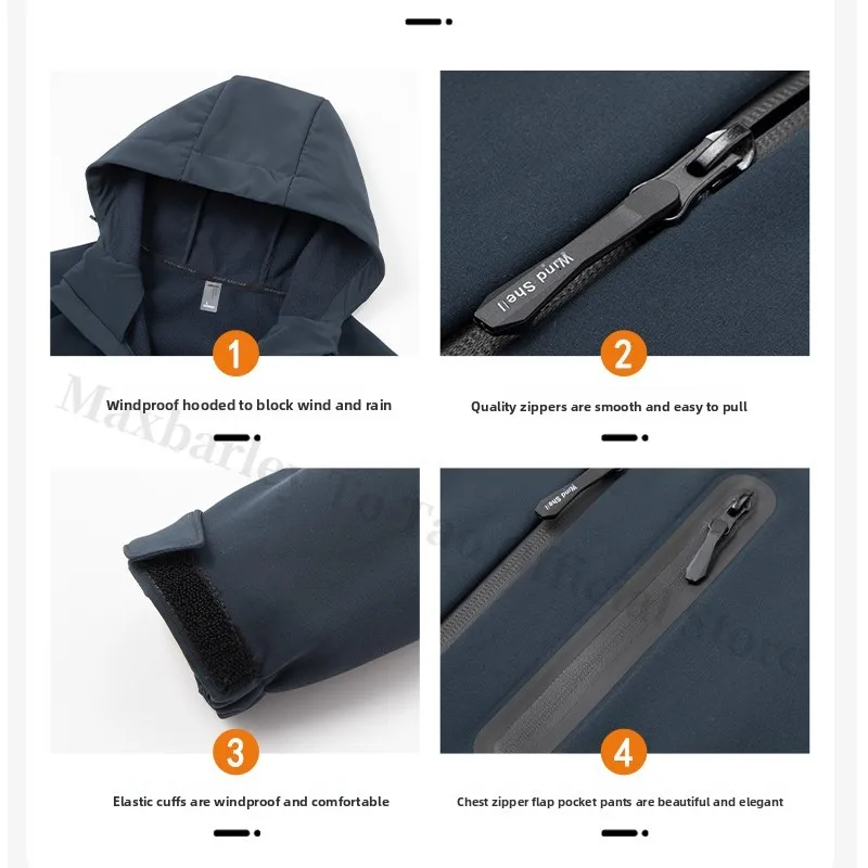 Men Softshell Jacket Hooded Fleece Lined Waterproof Windproof Winter Skiing Hiking Thermal Breathable Outdoor Warm Sports Coat
