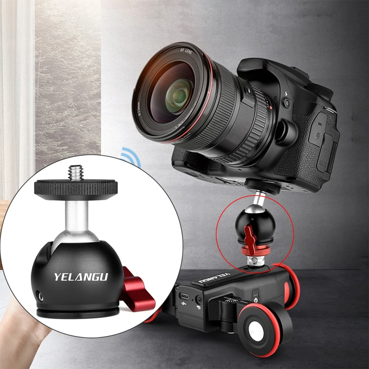 360 Degree Panoramic Metal Tripod Ball Head Adapter For Dolly Car Professional Mini Ball Head Camera Tripod Accessory YELANGU