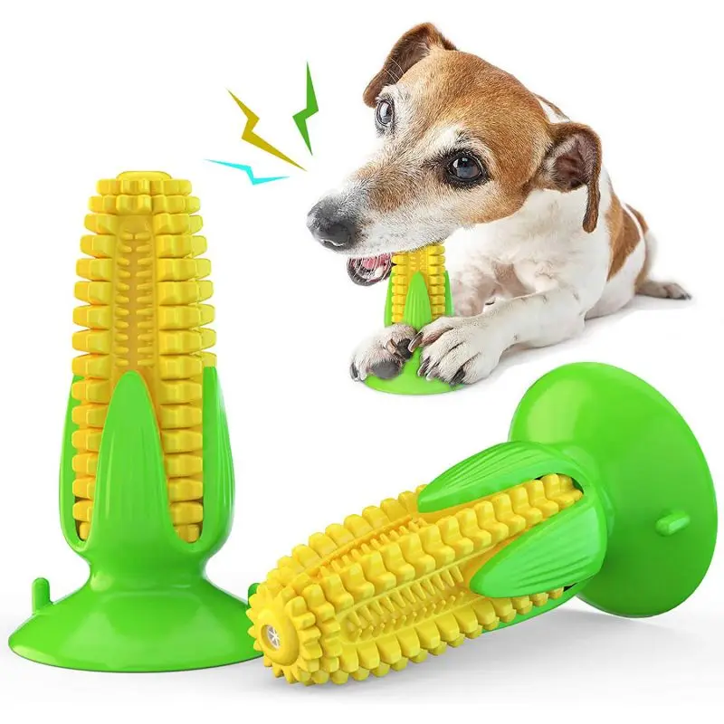 

Pet Teething Toy for Aggressive Chewers Sounding Dog Chew Stick Corn Bite Resistant Pet Fun Squeak Toy Teething Cleaner Supplies