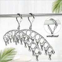20 Clips Clothes Drying Hanger Windproof Stainless Steel Clothing Rack Sock Laundry Airer Hanger Underwear Socks Holder 1