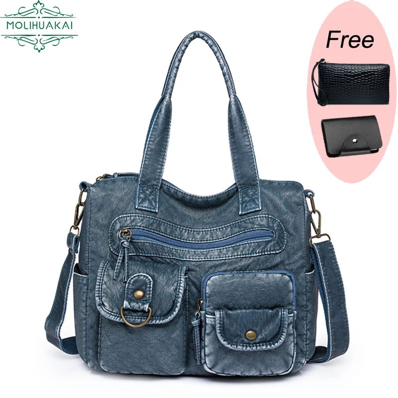 Hot Vintage Soft Leather Shoulder Handbags for Women 2023 Luxury Designer Crossbody Bags High-capacity Ladies Messenger Bags Sac