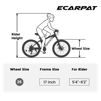 Ecarpat 26 Inch Mountain Bike, 4-Inch Wide Fat Tire Snow Mountain Bikes, 21 Speed for Men Women Bicycles, Steel Frame Disc Brake 6