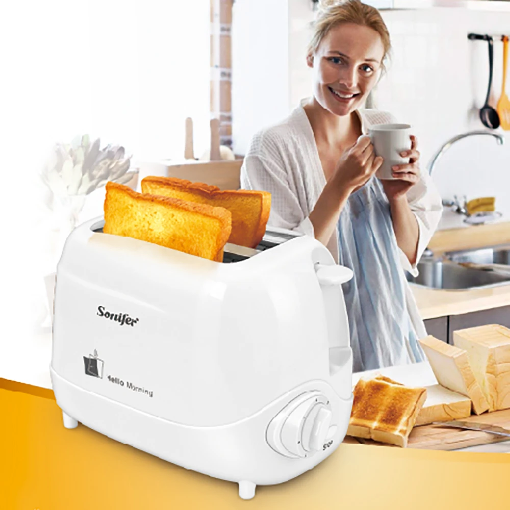 1Pcs Plug Type Sonifer Toaster Sf-6006 2 Pieces Cool Touch Toaster Variable Digital Brown Control with Stop Function Medium Cycle Automatic Pop-Up and Automatic Sliding Debris Tray Clean and Clean 4