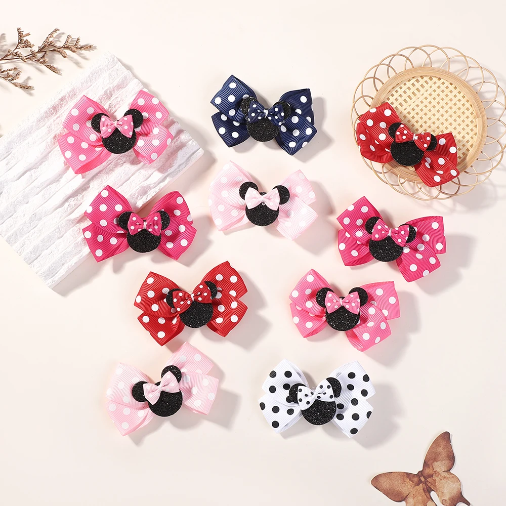 Hair Accessories Baby Girl Polka Dot Bow Hair Clips 4Pcs/lot For Hair kids Cartoon Hairpins Gift Set