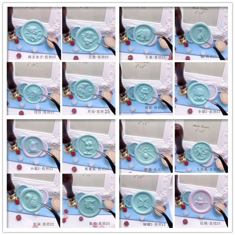 

Angel Moon Dog Elephant Rat Spider Wax Seal Stamp DIY Fox Carrier Pigeon Butterfly Seals Postage Wedding Envelopes Craft Decor