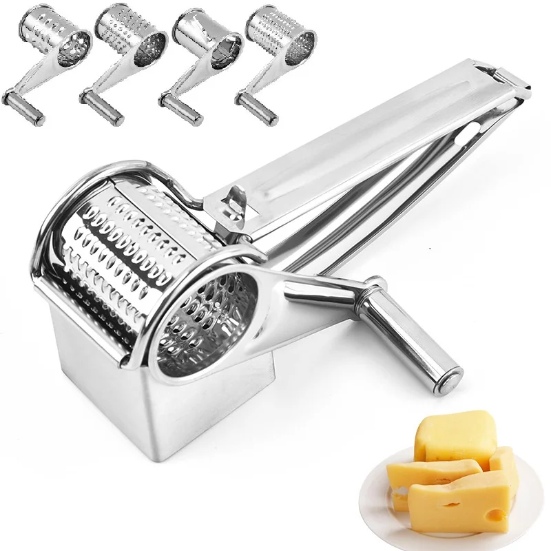Stainless Steel Cheese Slicer Shredder Drum Hand Crank Rotary Grater ...