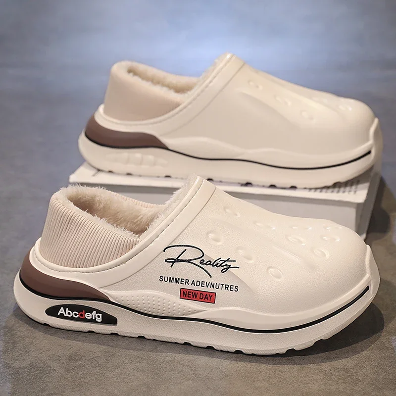 Soft Slippers Men Slippers Winter Keep Warm Plush EVA Waterproof Indoor Outdoor Walking Shoes Unisex Men Women Size 36-45 soft slippers
