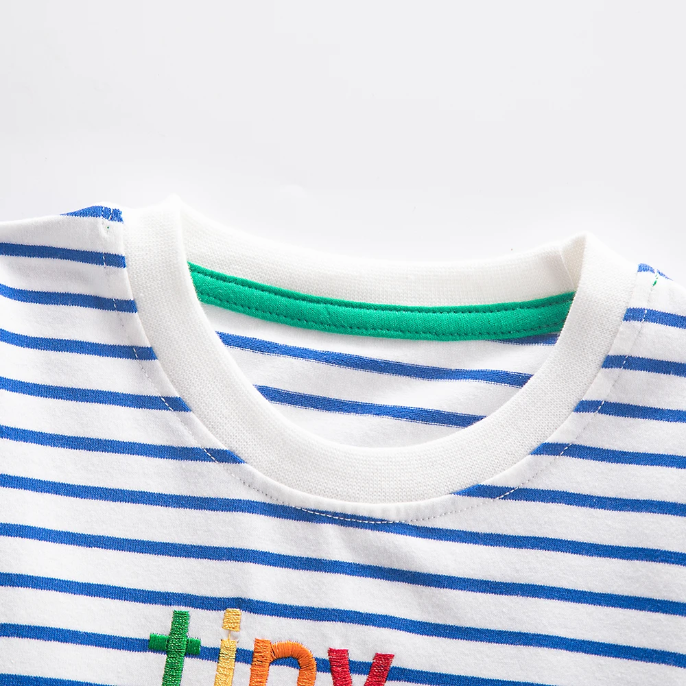Jumping Meters 2-7T New Arrival Striped Animals Embroidery Boys Tshirts Autumn Winter Children's Clothes Long Sleeve Kids Tops 3