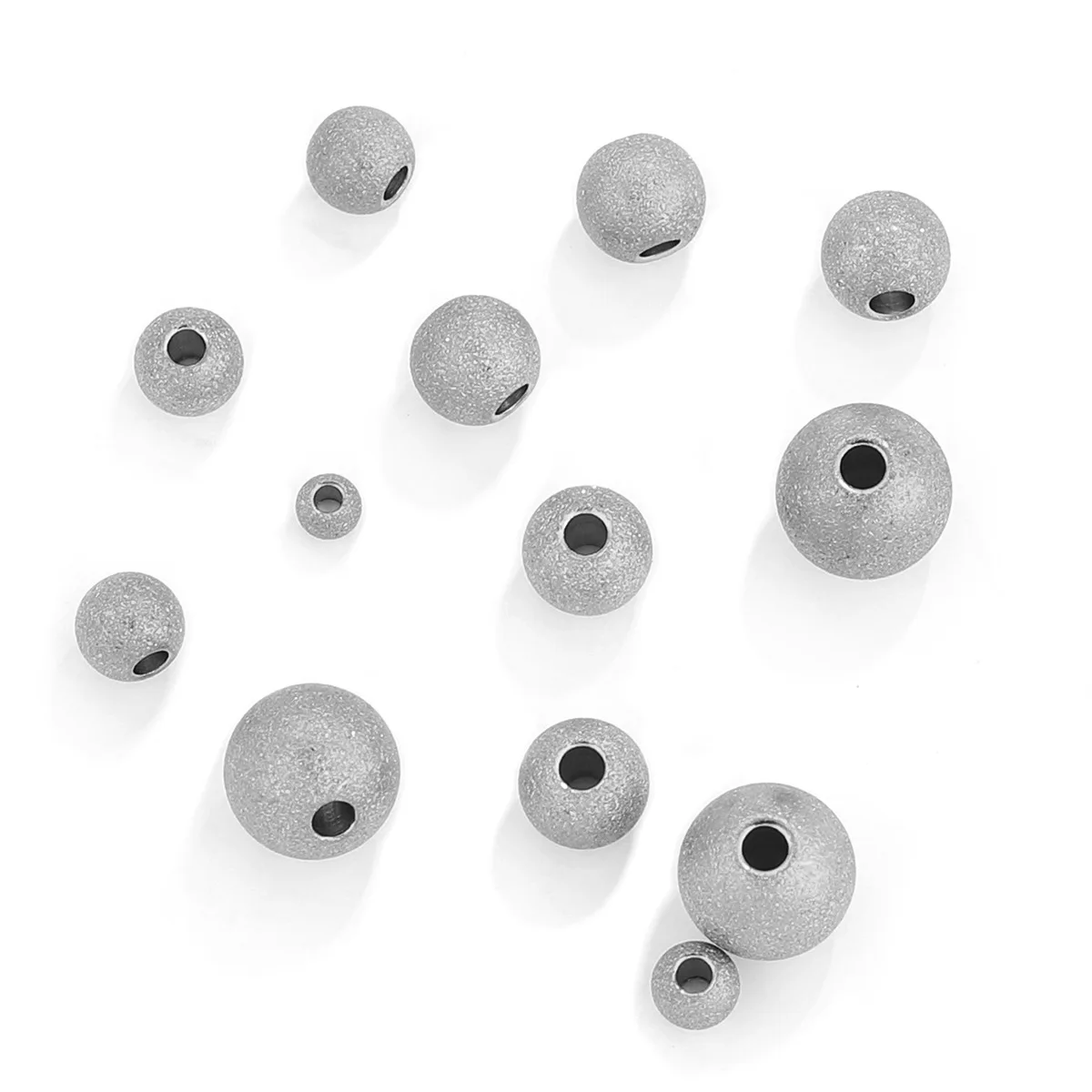 Stainless Steel Frosted Solid Drilled Steel Ball Titanium Steel Bracelet Beaded DIY Accessory Beads 6