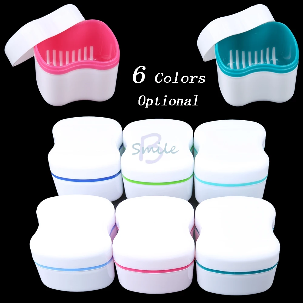 Useful Dental Colorful False Teeth Storage Box Denture Bath Box
