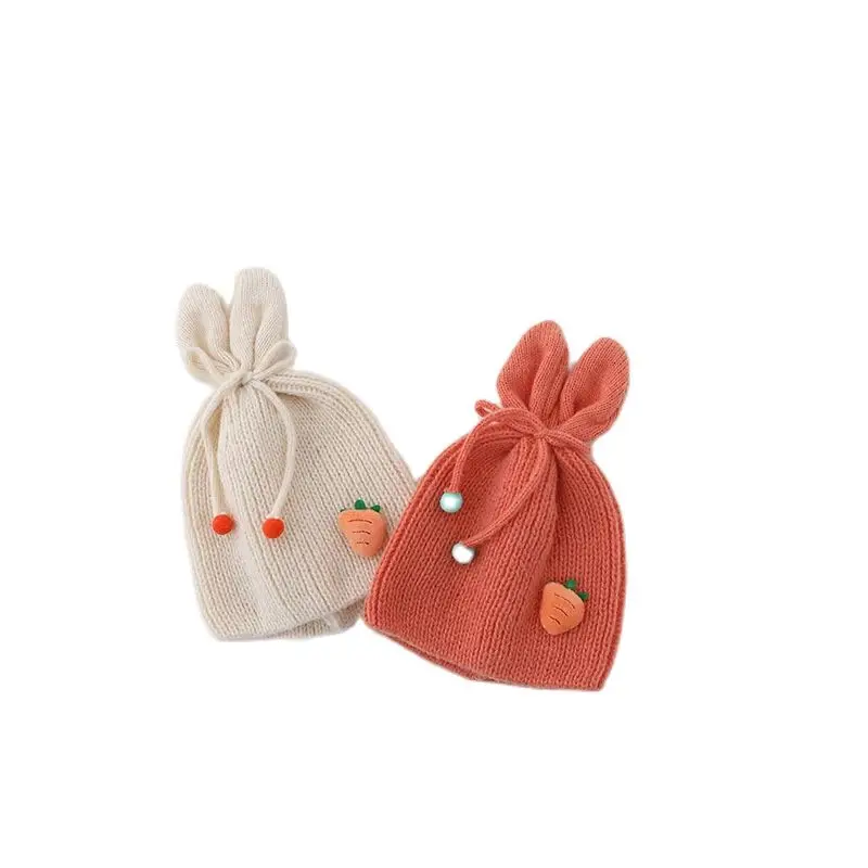 

Cartoon rabbit ear knitted hat for children girls Carrot skullcap boy girls baby winter warm beanie hat Leisure caps