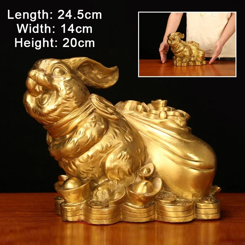 Pure Copper Rabbit Sculpture, Rabbit Shaped, Home, Living Room Office Bookcase, Desktop, Study, Decoration Gifts, Feng Shui, 1Pc