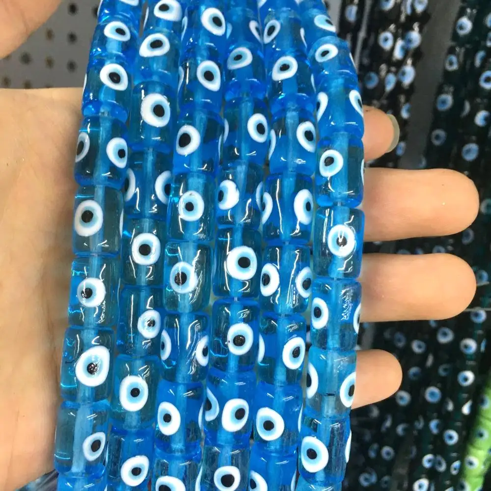 Multicolor Glass Evil Eye Bead Glass Column Beads Loose Bead For Jewelry Making DIY Bracelet Necklace Accessroeis DIY