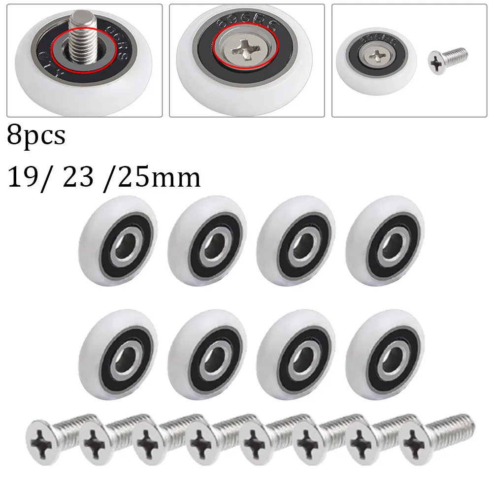 Shower Door Roller Replacement Door Pulley 19/23/25mm Wheel Diameter Cabins Pulley Sliding Shower Wheel Runner 8Pcs shower door rollers