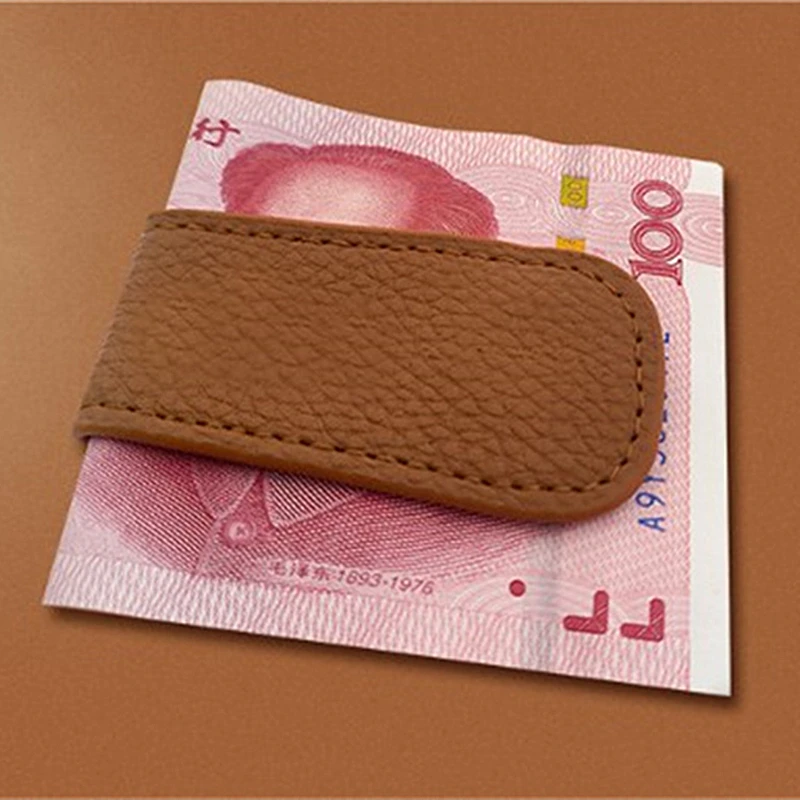 PU Leather Magnetic Money Clip, Suporte de cartão portátil multifuncional, Slim Unisex Wallet, Tampa do passaporte, Mini carteira de bolso retro