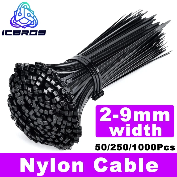 50/250/1000Pcs Nylon Cable Tie Self-locking Wire Zip Ties Set Kit 3*100 3*150 4*200 Supply Fasteners Hardware Cable Ties