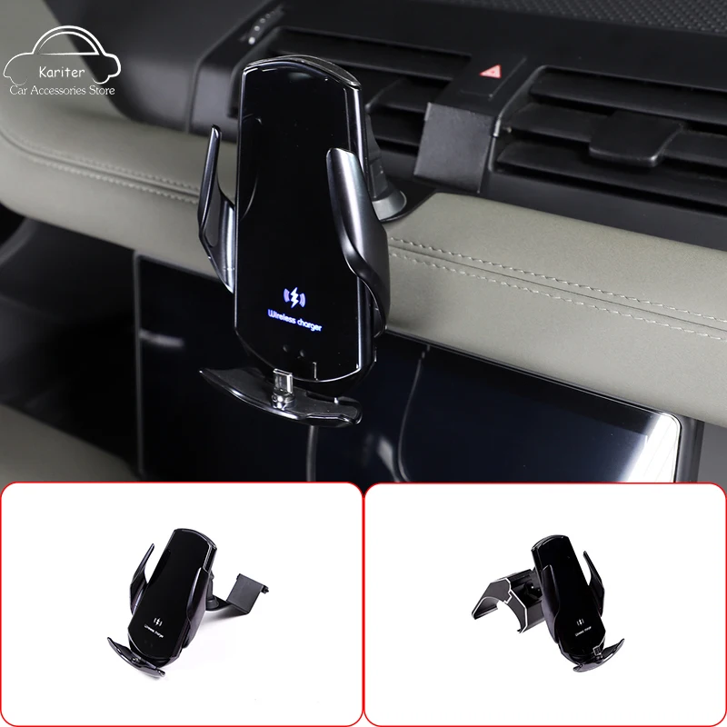 

For Land Rover Defender 2020-2022 Car Modeling Aluminum Alloy Black Wireless Charging Mobile Phone Stand Car Accessories