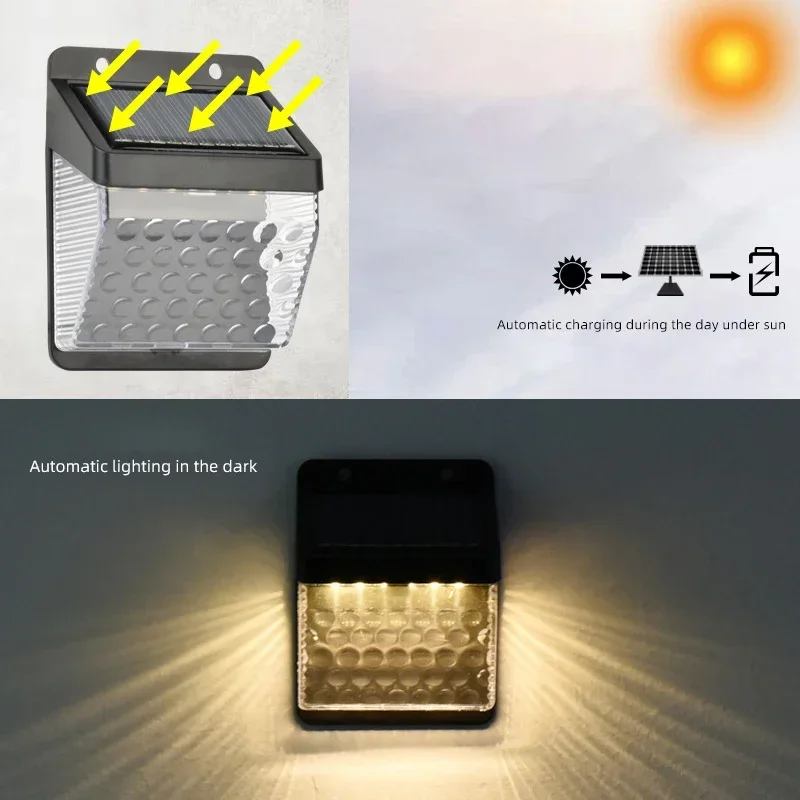 Outdoor Mini Solar LED Wall Lamp With Light Sensor Household Waterproof Balcony Patio Garden Decoration Solar Lighting Lamp