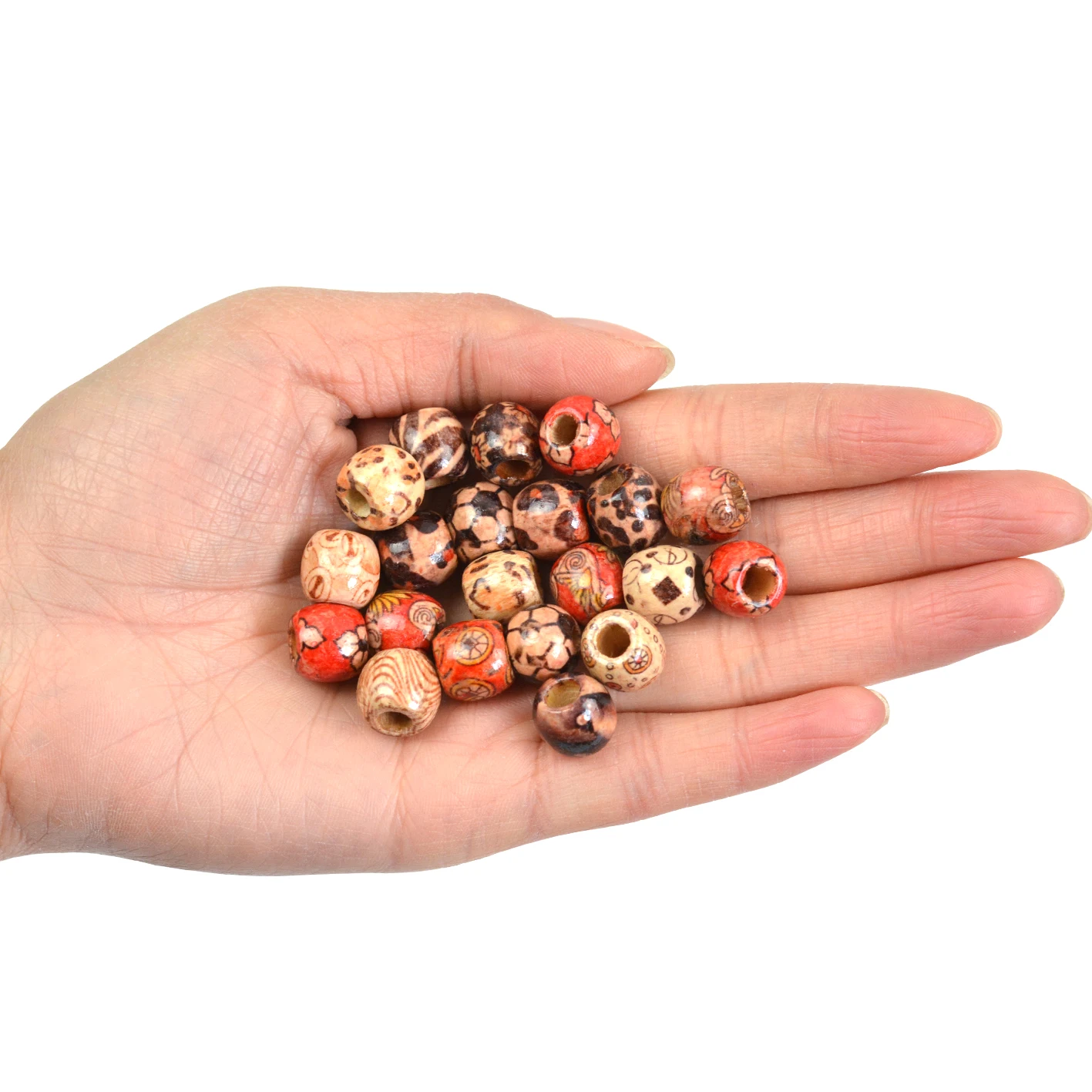 200 조각 나무 Dreadlock 구슬 끈 구슬 빅 홀 머리 장식 반지 머리 연장 DIY 땋기