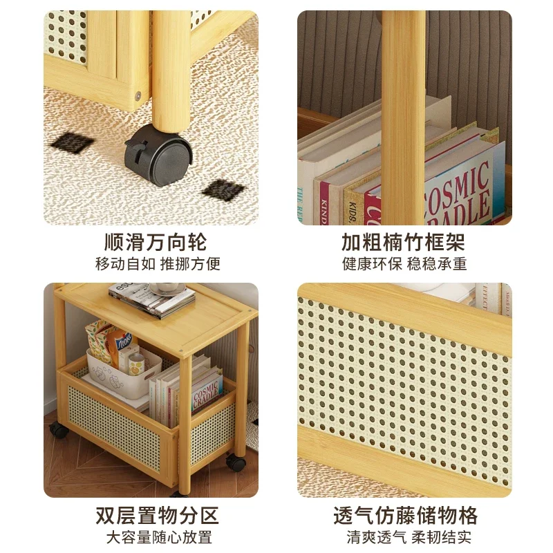Small Household Living Room Coffee Table, Small Table, Mobile Side Bedside Cabinet, Simple Multifunctional Sofa Trolley
