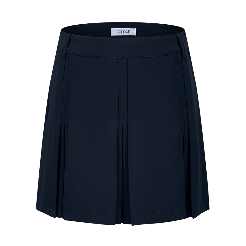TTYGJ Spring and Autumn Golf pleated midi skirt with high waist and A-line anti glare design simple fashionable sports skirt