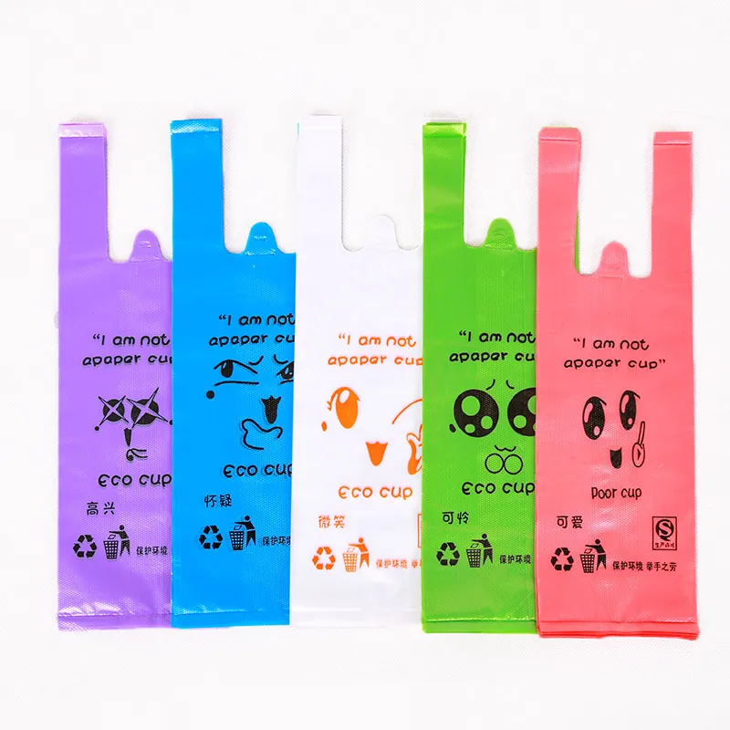 

100 шт., одноразовые пластиковые пакеты для упаковки кофейных стаканчиков