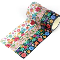 2024 NEW 1PC 10M Decorative Blooming Floral Leaves Washi Tape Set for Scrapbooking Journaling Masking Tape Cute Stationery 2