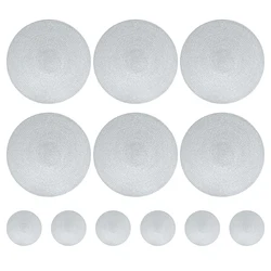 Set of 6 Round Braided Placemats - Washable, Heat Resistant Table Mats for Dining and Party Decor, 34cm (PET Sliver set)