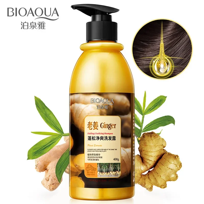 Professional Hair Treatment 400ml Herbal Ginger Hair Shampoo Hair Growth Anti Dandruff Itching Cleansing No Silicone Oil Control