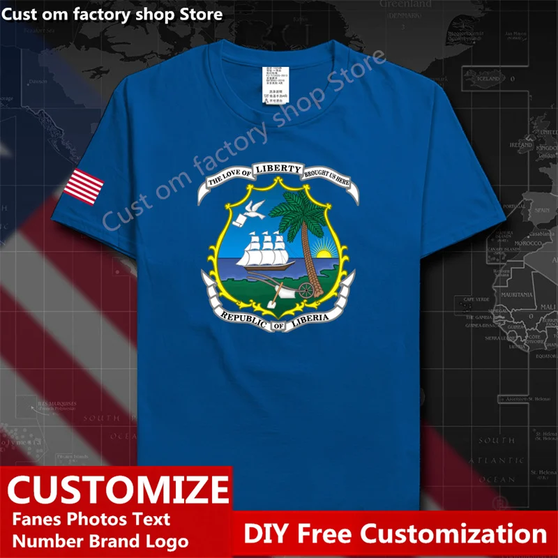 

Liberia Liberian Country T shirt Custom Jersey Fans DIY Name Number LOGO Tshirt High Street Fashion Hip Hop Loose Casual T-shirt