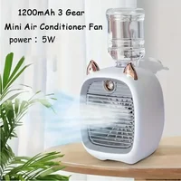 Ventilateur climatiseur portable mini, ventilateur électrique, atomiseur de bureau, 1200 mAh, climatiseur à 3 vitesses, ventilateur refroidi par eau, USB 6