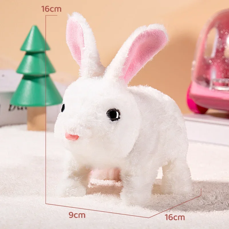 Children electric simulation bunny plush toy girl pet Cute white rabbit doll With Sound Animal DIY Change Clothes Game for kids 5